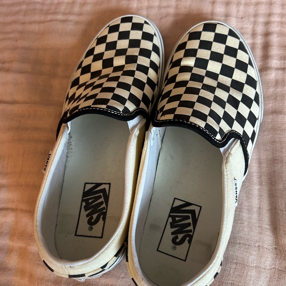 Vans Black and White Checkered Slip-On Sneakers